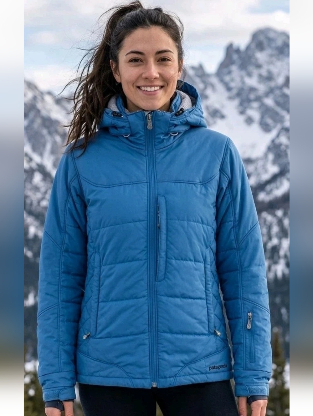 Patagonia Women's Blue Puff Rider Hooded Ski Snowboard Winter Jacket! Size XS